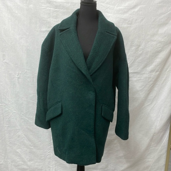 Banana Republic mohair and wool pea coat, size large, forest green - Picture 1 of 9